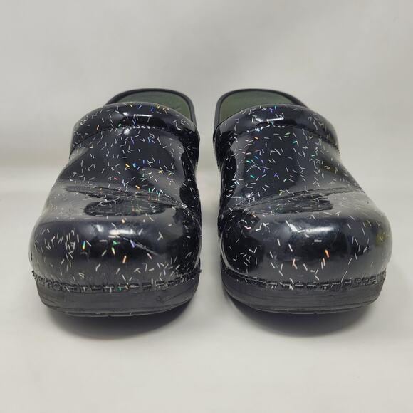 Dansko Clogs Womens EU41 US11 Mules XP 2.0 Patent Rainbow Flecks Black Slip On - Picture 3 of 16